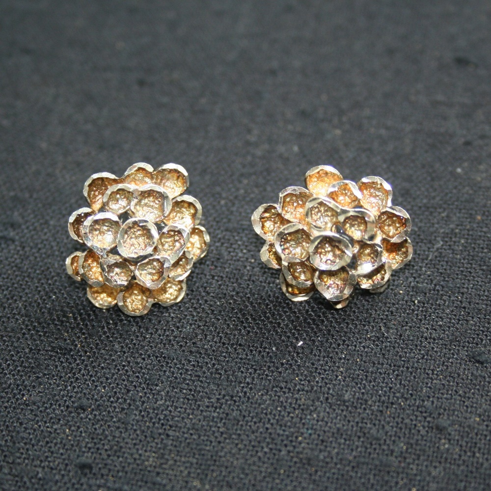Vintage Mexican SterlingPierced Cluster Earrings